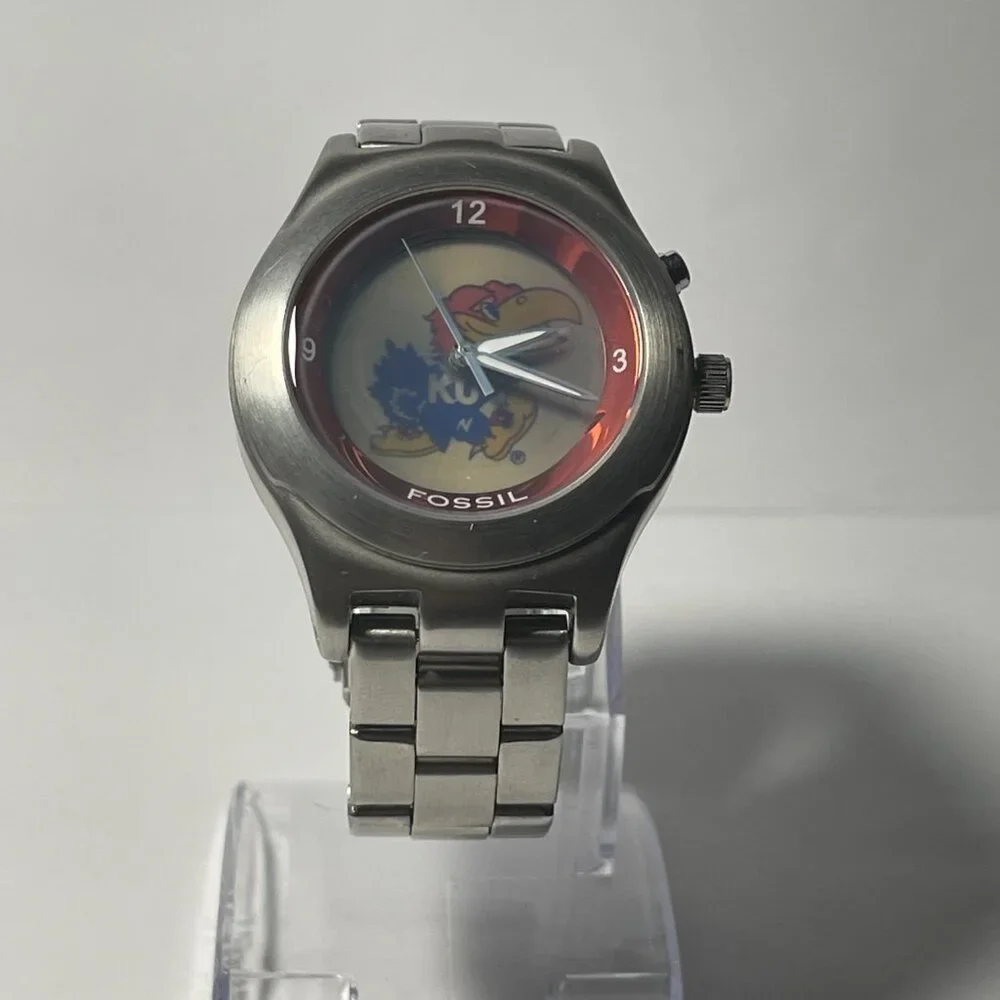 Kansas Jayhawks NCAA Stainless-Steel Kaleido Watch by Fossil NEW (RARE)